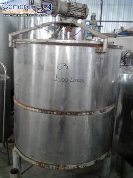 Tanque em a�o inox para 1.000 L com agitador