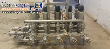 Manifold cluster de vlvulas sanitrias em inox Alfa Laval / Tetra Pak para laticnios leite lcteos bebidas
